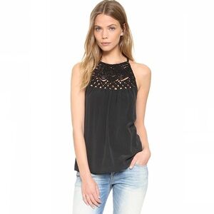 Joie Montara Macramé Sleeveless Silk Top